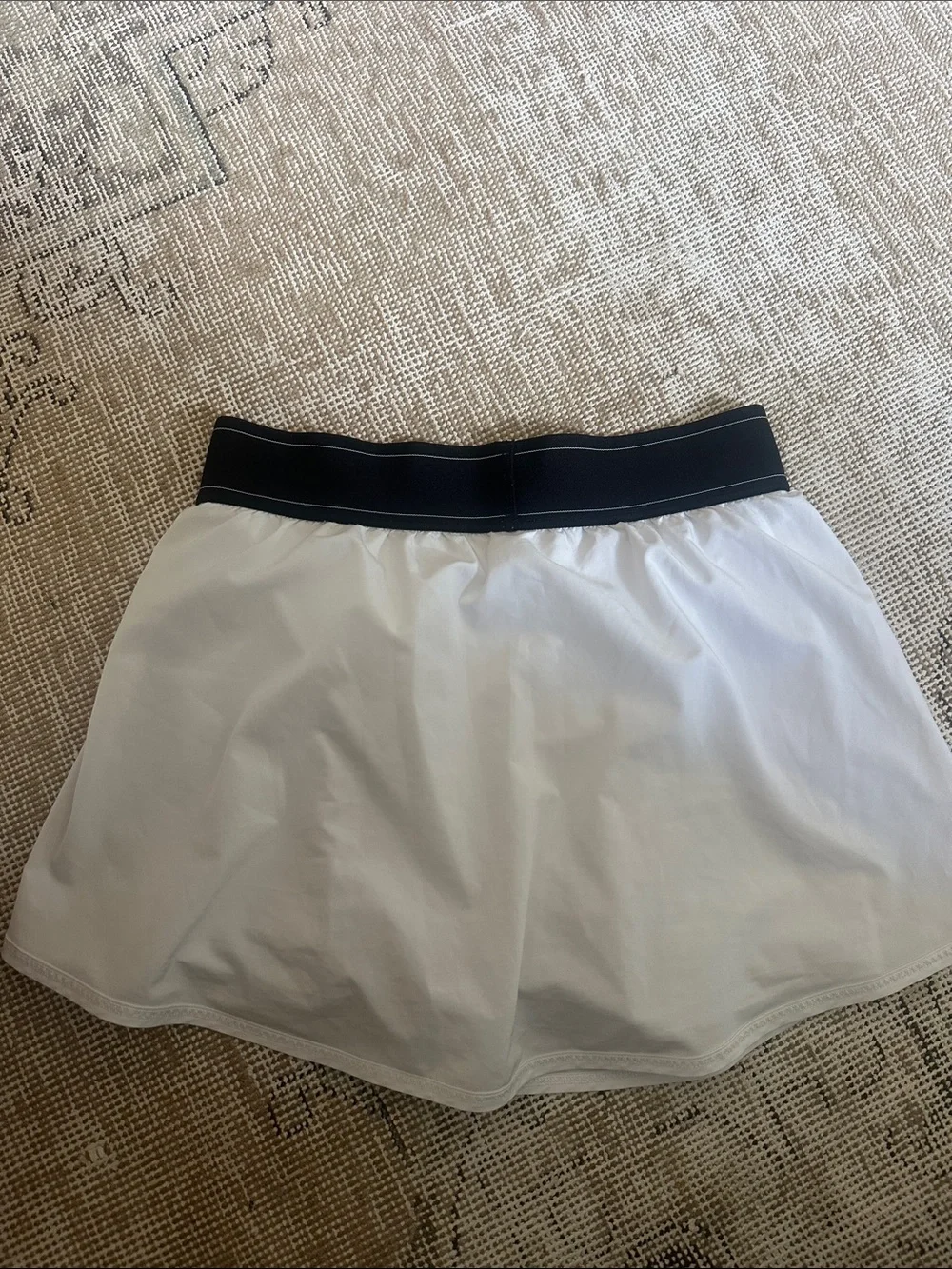 ALO Yoga White Mini Skirt with Black Waistband